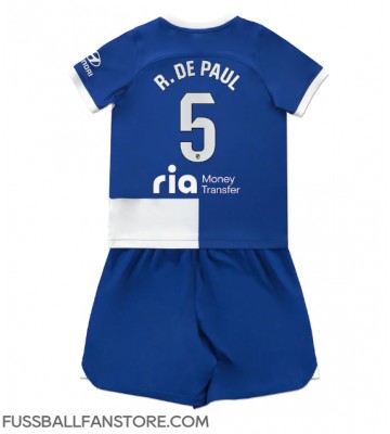 Atletico Madrid Rodrigo De Paul #5 Replik Auswärtstrikot Kinder 2023-24 Kurzarm (+ Kurze Hosen)